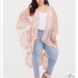 Torrid Blush Scalloped Lace Ruana